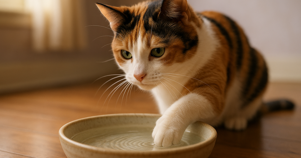 猫が水入れを前足でかく理由と対策