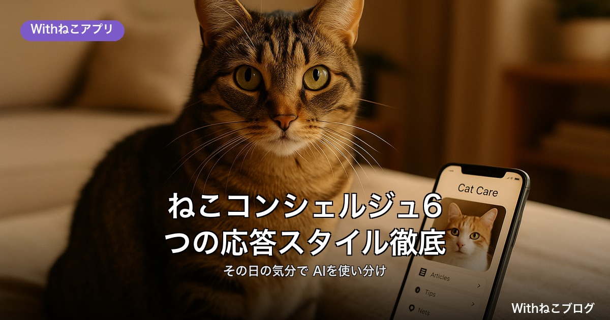 Withねこのねこコンシェルジュ6つの応答スタイル解説。猫のAI相談を気分・シーンで使い分けるガイド